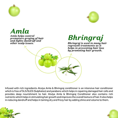 atulya Amla & Bhringraj Hair Conditioner | Enriched with Reetha, Fenugreek & Brahmi | Improves Hair Texture