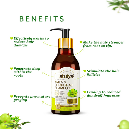 atulya Amla & Bhringraj Shampoo | Enriched with Reetha, Fenugreek & Brahmi | Repair & Strengthen Hair