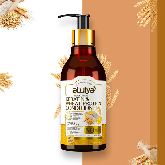 atulya Keratin & Wheat Protein Hair Conditioner | Enriched with Veg Keratin, Almond Oil, Fenugreek & Hibiscus | Frizz-Free Hair