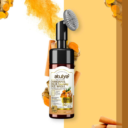 atulya Sandalwood & Turmeric Foaming Face Wash With In-Built Soft Face Brush