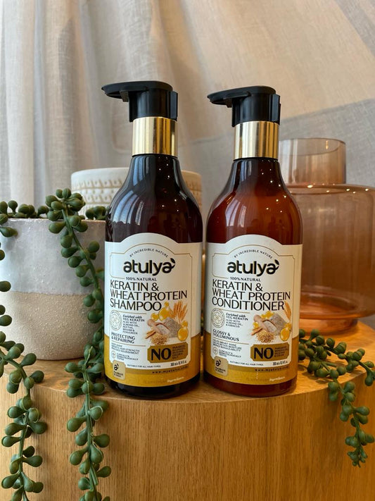 Discover the Ultimate in Hair Care: Vegetarian Keratin & Wheat Protein Shampoo + Conditioner Combo